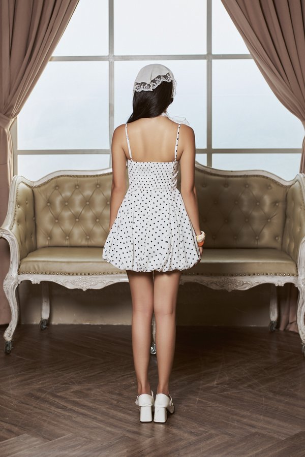 [DEFECT] Vanessa Polka Sweetheart Bubble Dress (White, S)