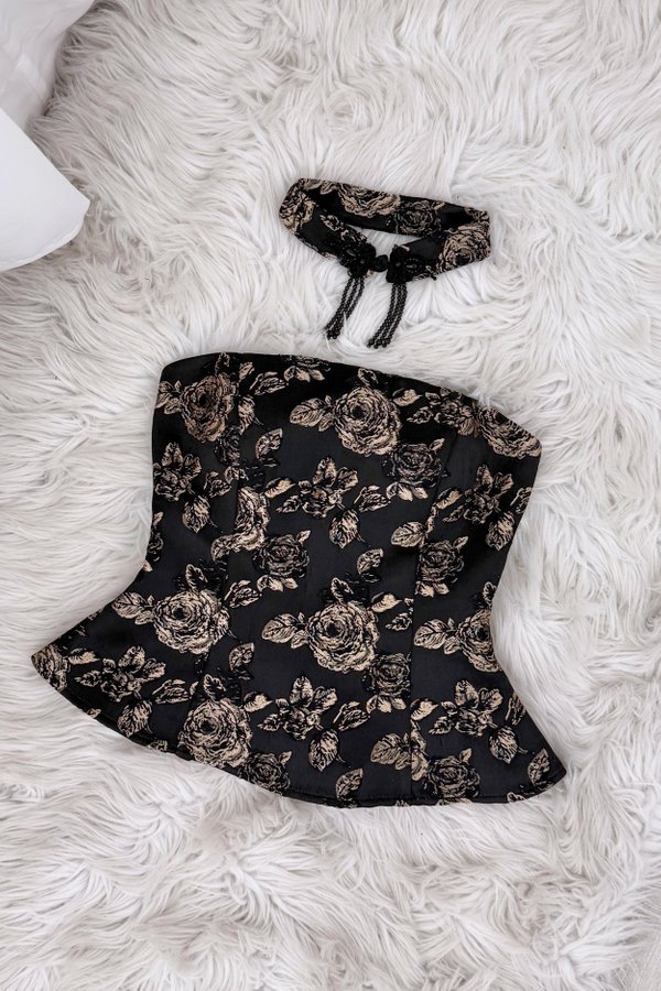 [DEFECT] Long Oriental Jacquard Padded Top (Imperial Gold, XXS)