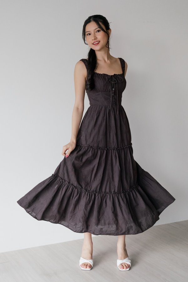 [DEFECT] Aliana Crochet Padded Dress V2 (Chocolate Brown, XXS)