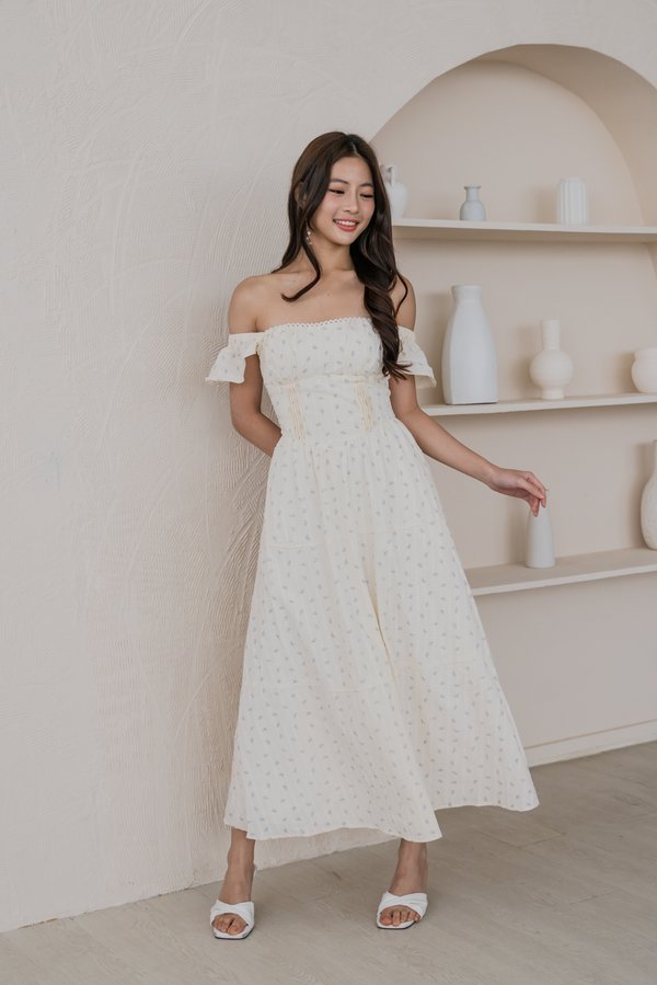 [DEFECT] Avianna Ruffle Sleeve Padded Dress (Blue Floral, XXS)