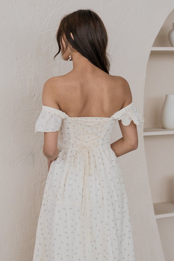 [DEFECT] Avianna Ruffle Sleeve Padded Dress (Blue Floral, XXS)