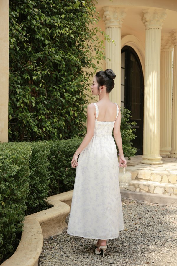 [DEFECT] Marisa Floral Padded Maxi Dress (Lilac Floral, M)