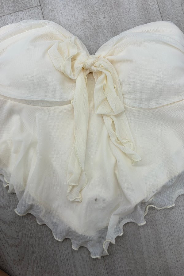 [DEFECT] Hera Mesh Self Tie Padded Tube Top (Buttermilk, S)
