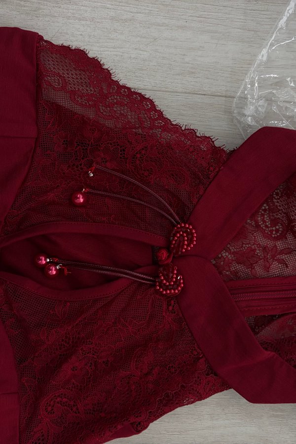 [DEFECT] *Luxe* Yang Lace Padded Qipao Romper Dress (Red)