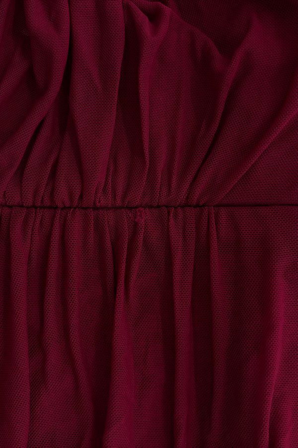 [DEFECT] Seraphie Straight Cut Mesh Padded Dress (Maroon, S)