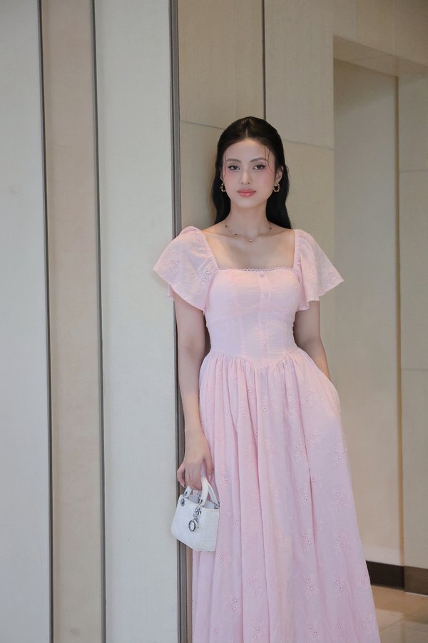 [DEFECT] Aerin Cotton Eyelet Padded Dress (Pink, S)