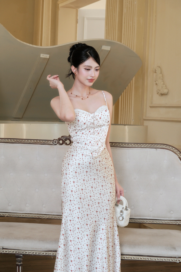 [DEFECT] Evelina Satin Bustier Padded Dress (Red, XS)