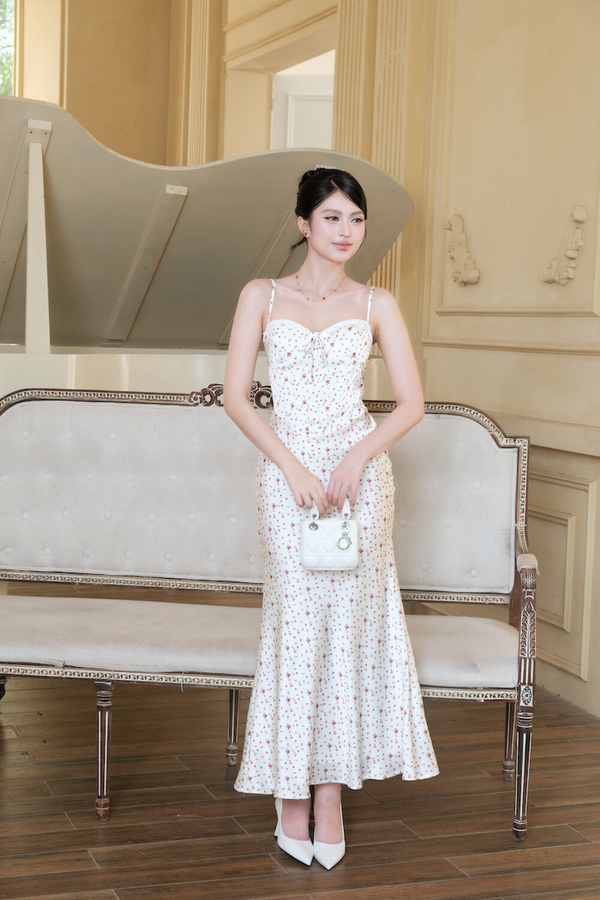 [DEFECT] Evelina Satin Bustier Padded Dress (Red, XS)