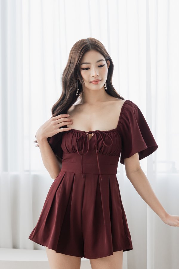 *NEW* [SLEEVED] Lazandra Ruch Pleated Padded Romper