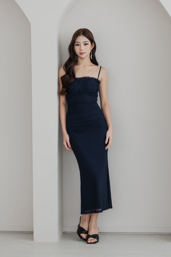 Allura Lace Mesh Padded Midi Dress