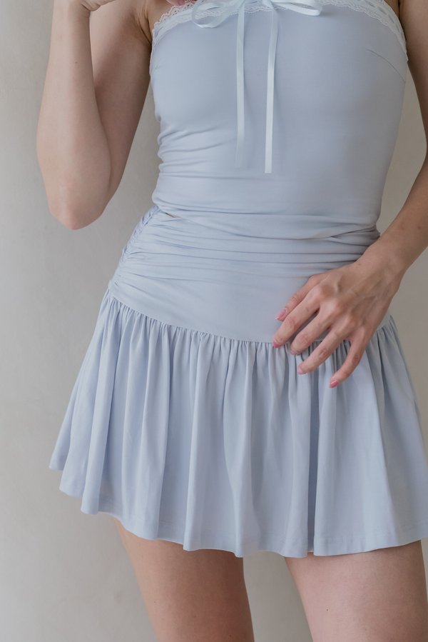 [DEFECT] Paige Ruched Skorts (Elsa Blue, XS)