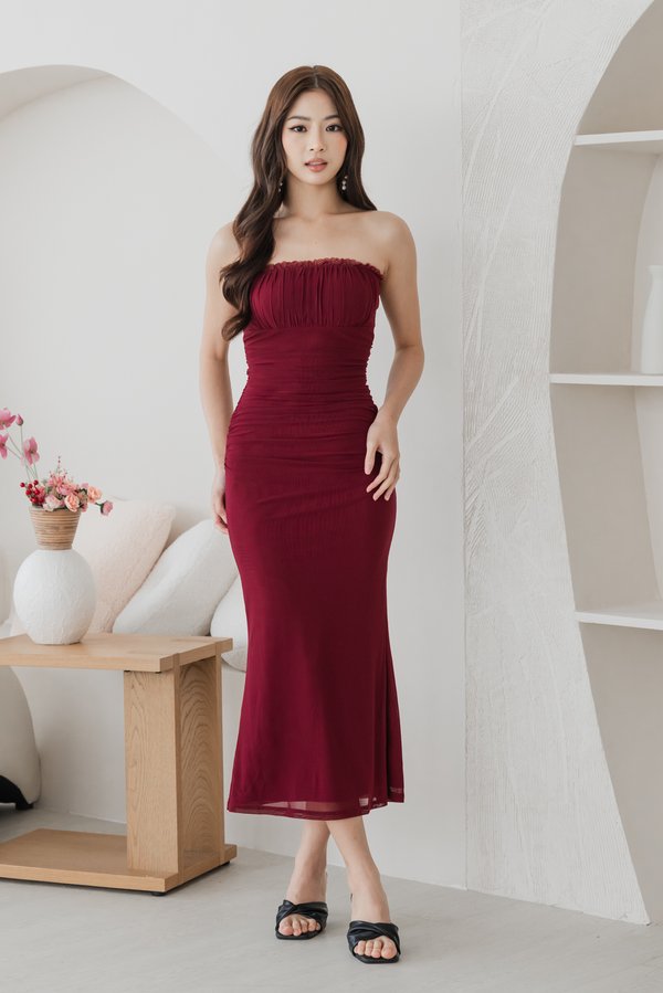 Allura Lace Mesh Padded Midi Dress