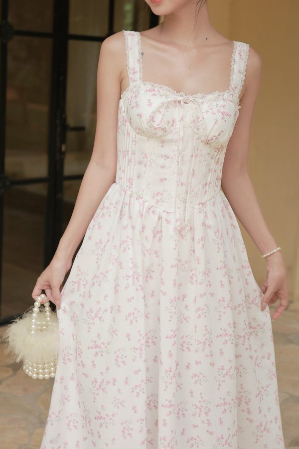 Amaris Lace Bustier Midi Padded Dress