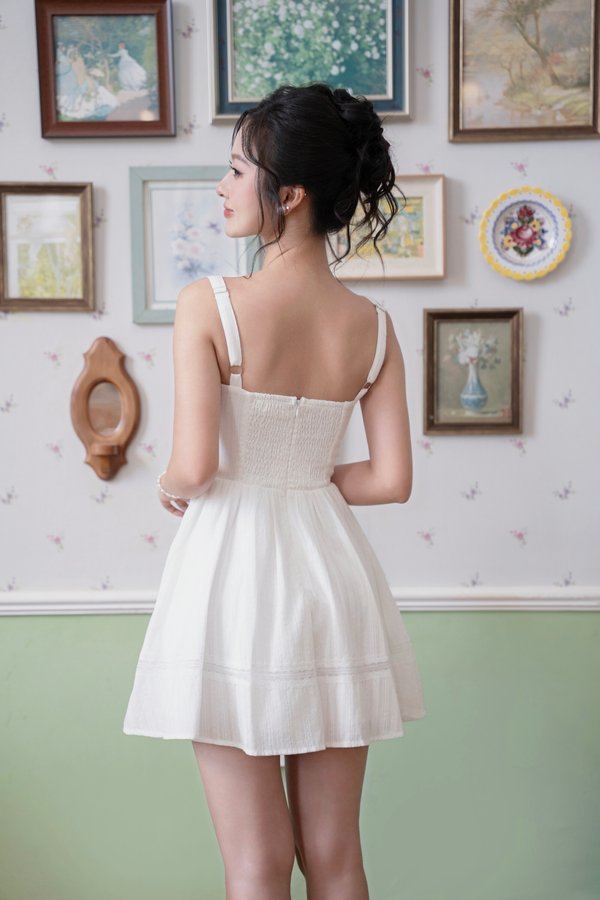 [DEFECT] Carlene Padded Lace Mini Dress (White, S)