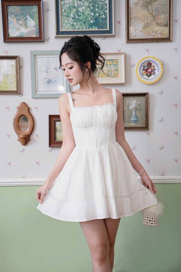 [DEFECT] Carlene Padded Lace Mini Dress (White, S)