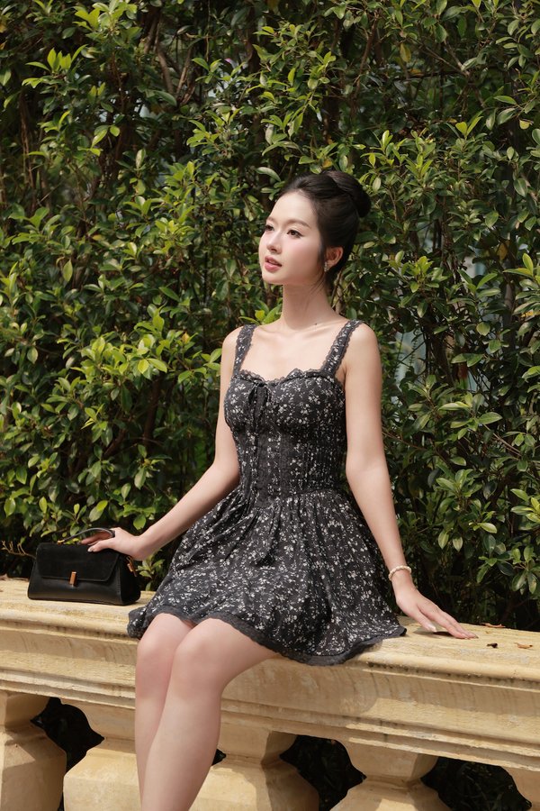 Amelie Padded Bustier Lace Romper Dress