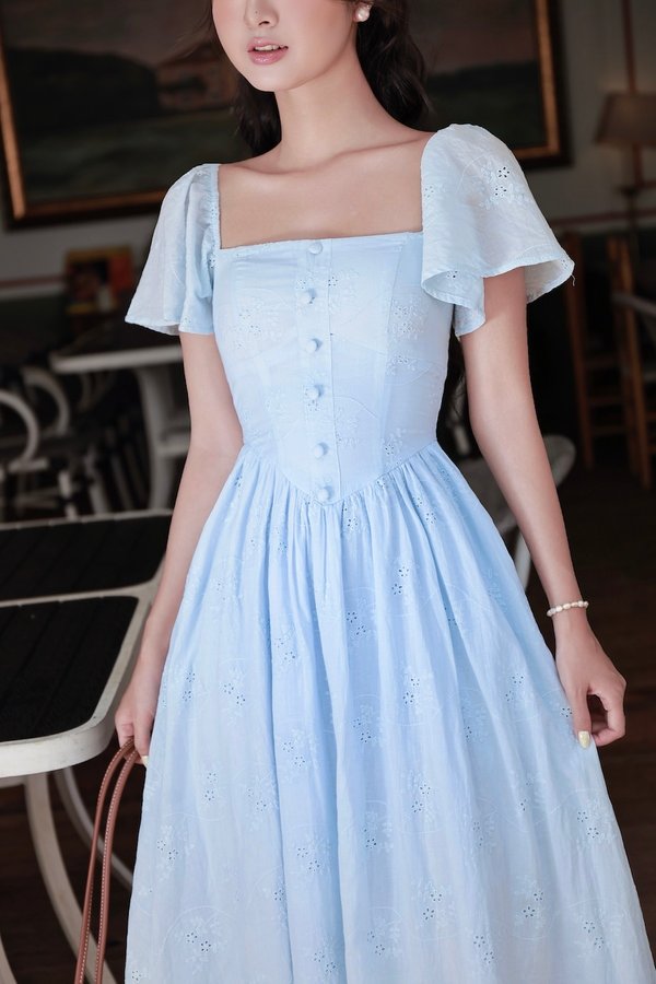 Aerin Cotton Eyelet Padded Dress