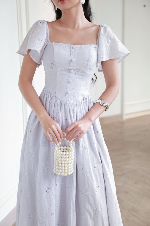 Aerin Cotton Eyelet Padded Dress