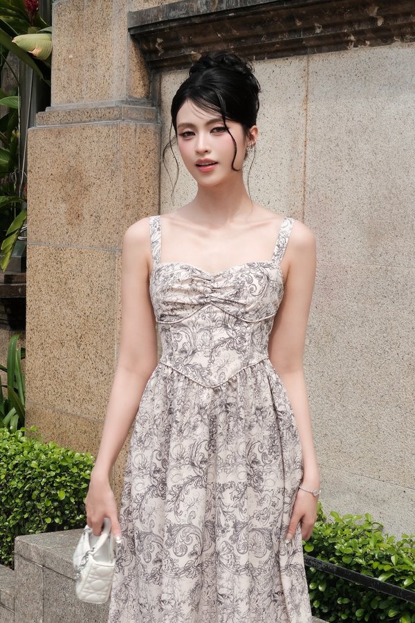 Brinn Lace Corset Maxi Padded Dress
