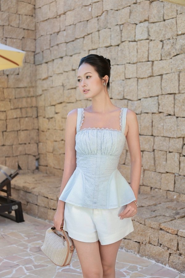 Donna Lace Cotton Eyelet Padded Top