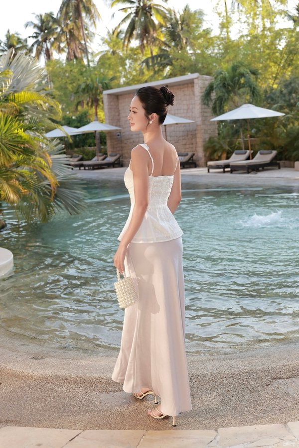 Luna Satin Midi Skirt