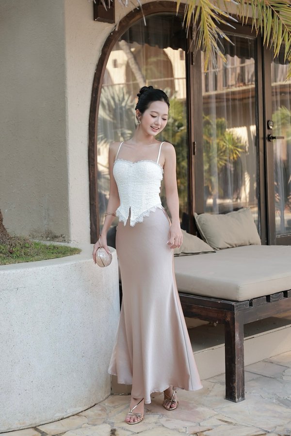 Luna Satin Midi Skirt