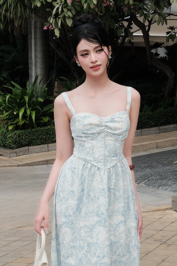 Brinn Lace Corset Maxi Padded Dress