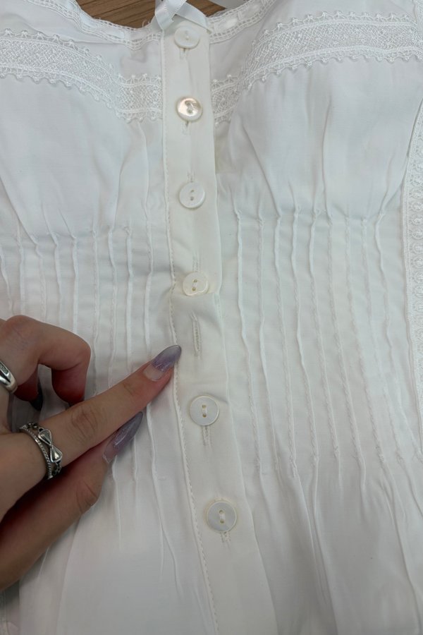 [DEFECT] Nella Lace Crochet Padded Top (White, XS)