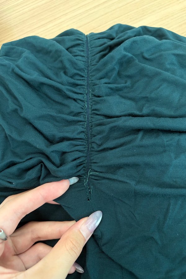 [DEFECT] Kora One Off Shoulder Padded Maxi Dress (Dark Teal, S)