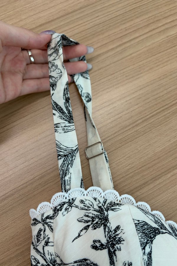 [DEFECT] Seona Atelier Padded Romper Dress (Ivory Black, S)