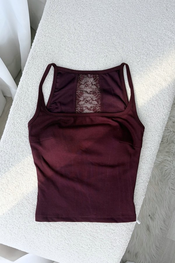 Glenice Lace Ribbed Knit Padded Top