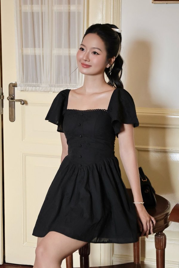 Ariella Cotton Eyelet Padded Dress