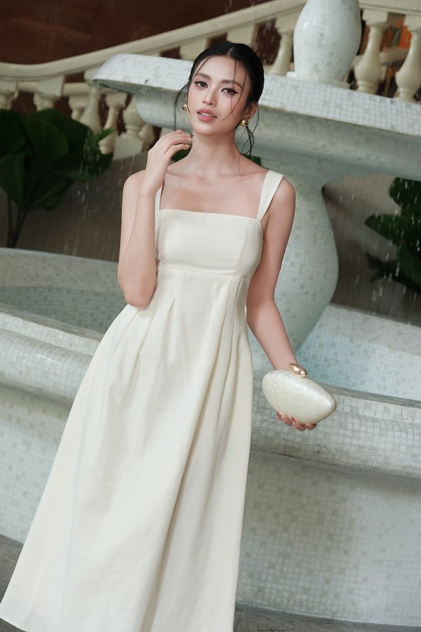 Paisley Linen Padded Dress