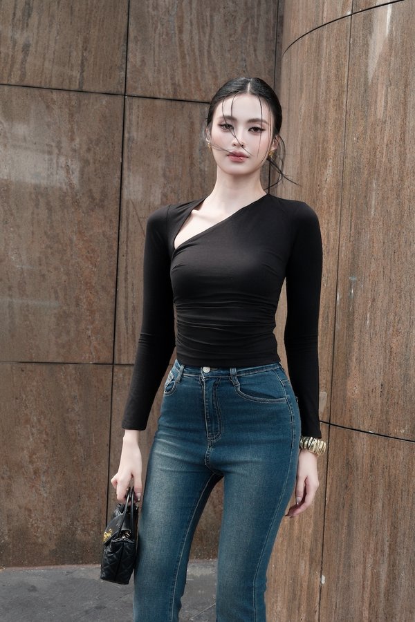 Julienne Slanted Padded Long Sleeve Top