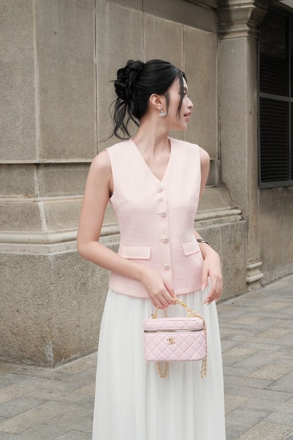 Taelynn Tweed Vest Padded Top