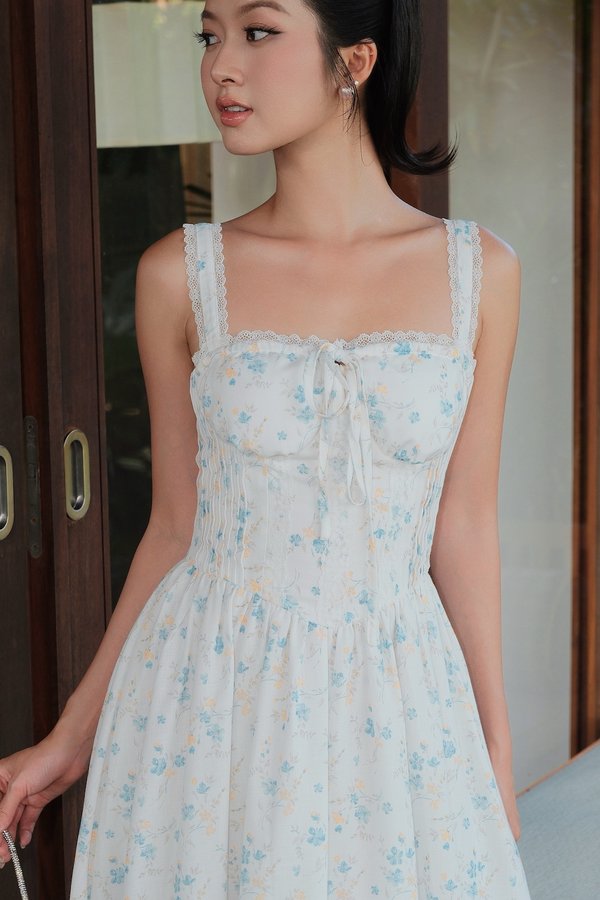 Amaris Lace Bustier Midi Padded Dress