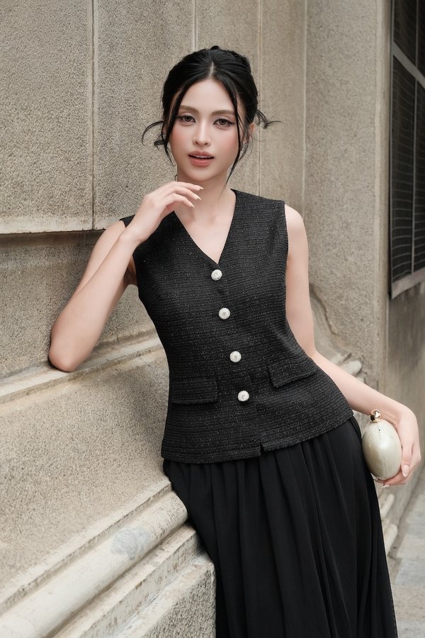 Taelynn Tweed Vest Padded Top