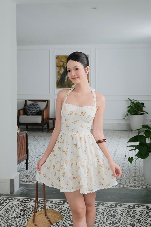 Seorena Lace Halter Floral Padded Dress V2