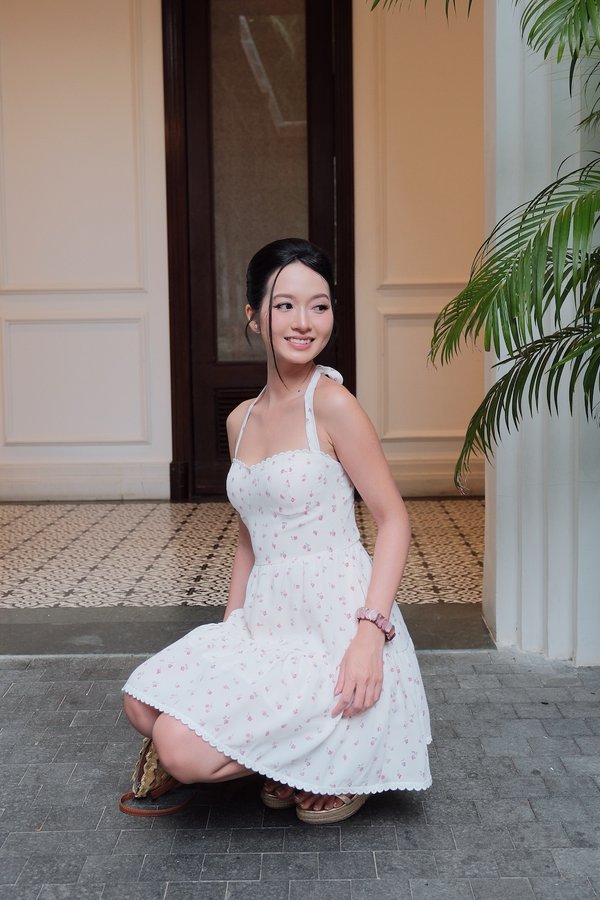 Seorena Lace Halter Floral Padded Dress V2