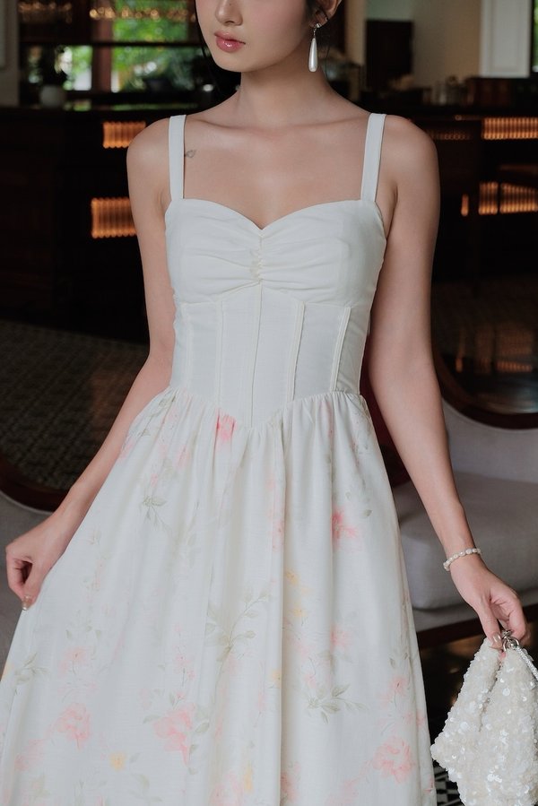 Fiorina Padded Sweetheart Corset Bottom Floral Maxi Dress