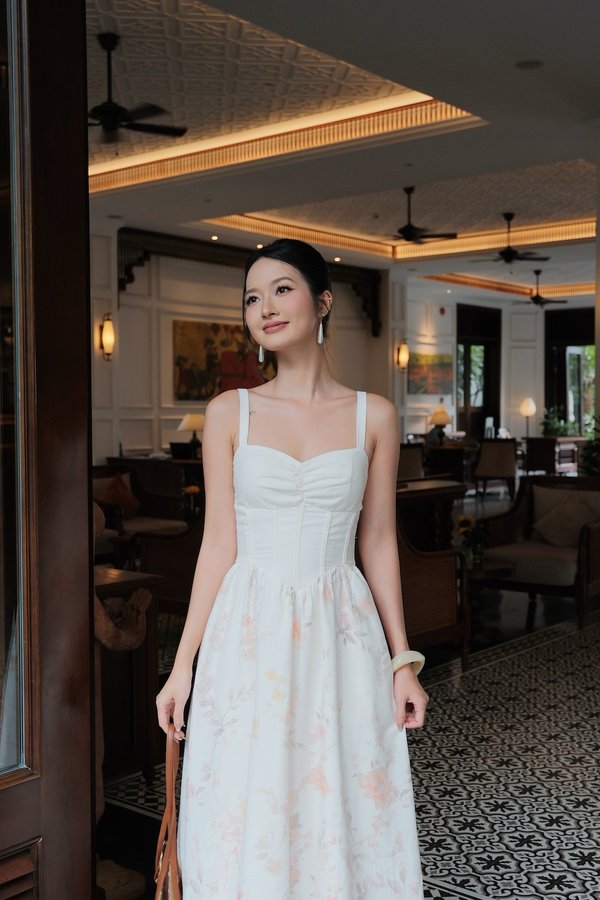 Fiorina Padded Sweetheart Corset Bottom Floral Maxi Dress