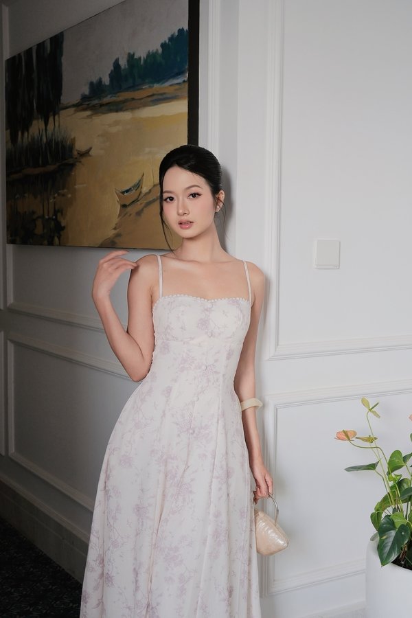 Mirabelle Floral Button Padded Maxi Dress