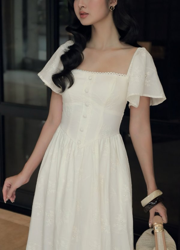 Aerin Cotton Eyelet Padded Dress
