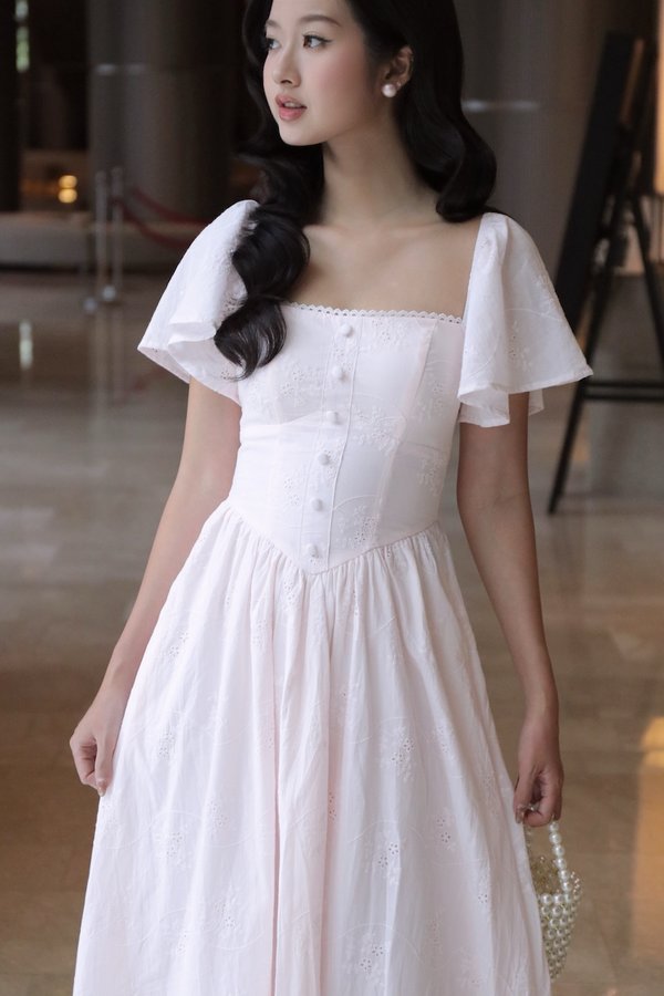 Aerin Cotton Eyelet Padded Dress