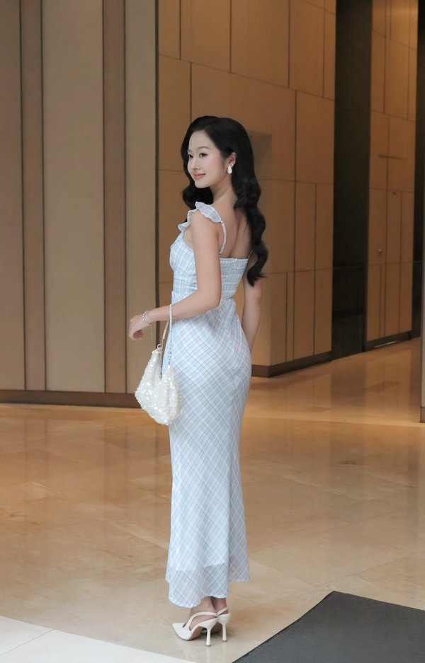 Ayla Plaid Padded Maxi Dress