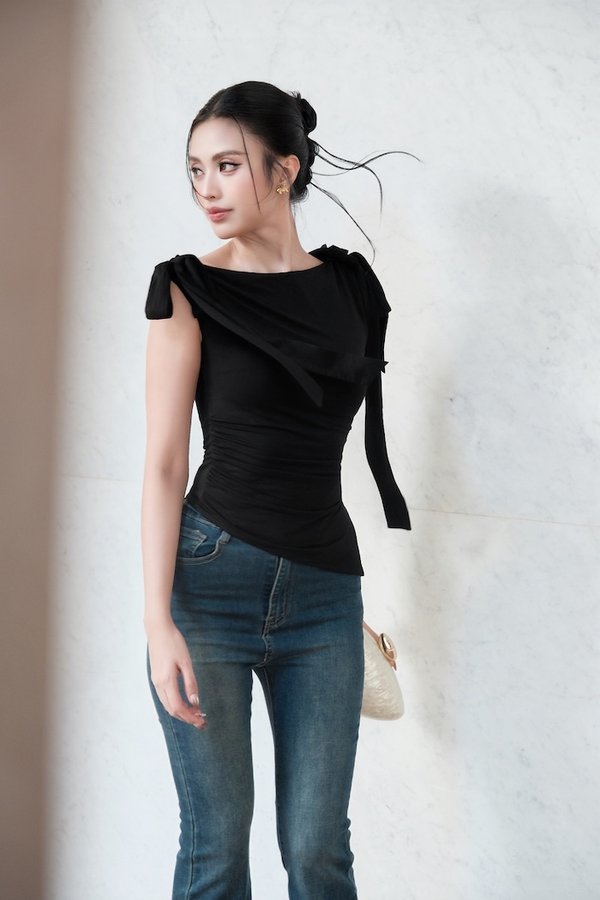 Remi Asymmetrical Ribbon Padded Top