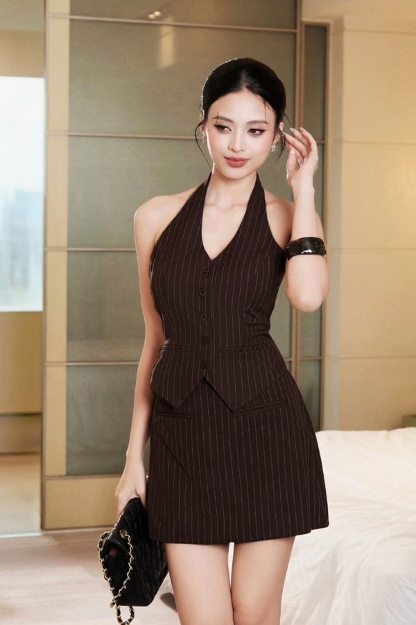 Vermilia Stripes Halter Padded Top