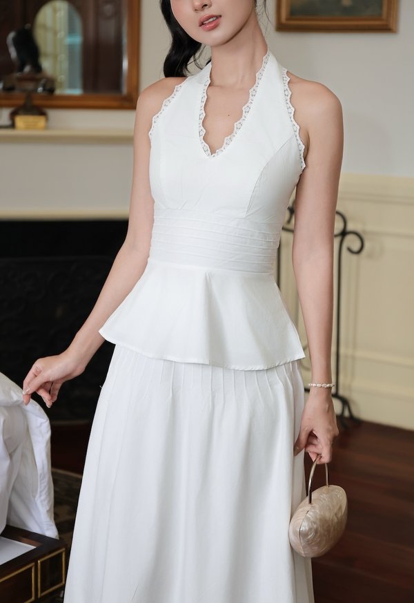 Janelle Lace Structured Polyester Halter Padded Top