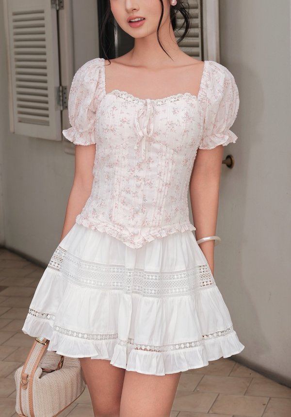 Lilia Lace Floral Padded Top