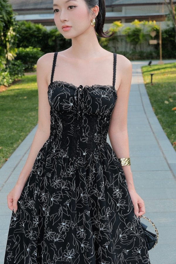 Angelina Padded Bustier Lace Maxi Dress